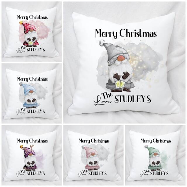 Personalised Christmas Gonk/Gnome Cushion, Ideal Xmas Gift Or Present, 6 Colour Options - image 1