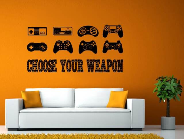 Video Games Gamer Gaming Controller Joystick Remote Console Wall Stickers Decals Vinyl Mural Decor Art L2115 - image 1