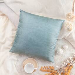 Teal Throw Pillow Cover, Decorative Boho Cushion Covers, Modern Trendy Pillowcase, Satin Blend Textured Accent Toss Pillows, Designer - thumbnail 2
