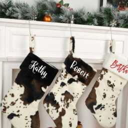 Personalized Cow Christmas Stocking, Embroidered Plush Stocking, West Farm Xmas Decor, Country Stocking, Christmas Family Gift - thumbnail 2