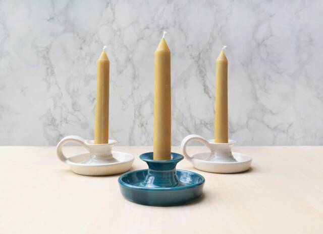 Navy Blue Ceramic Candlestick Holder - Taper Holiday Table - Candle Holders - image 1