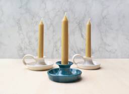 Navy Blue Ceramic Candlestick Holder - Taper Holiday Table - Candle Holders