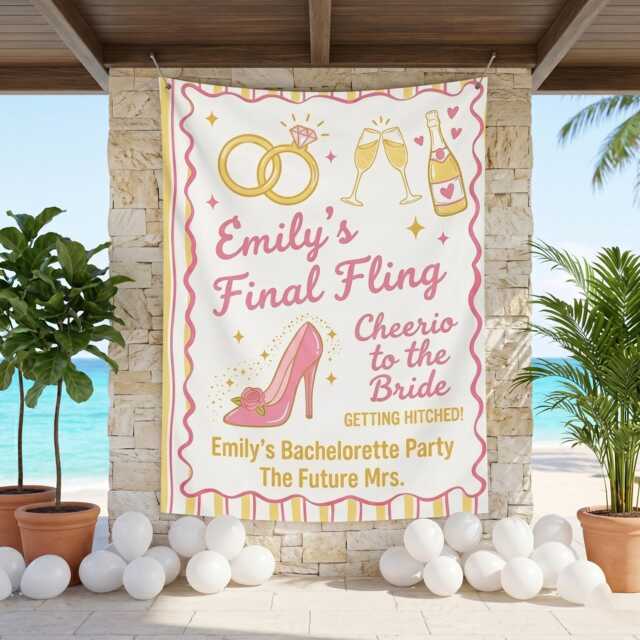 Custom Bachelorette Party Wall Tapestry, Final Fling Bridal Shower Banner, Personalized Bride To Be Backdrop Decor - image 1