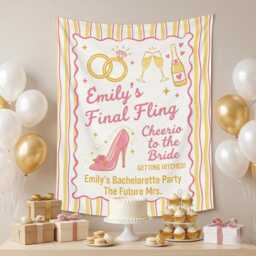 Custom Bachelorette Party Wall Tapestry, Final Fling Bridal Shower Banner, Personalized Bride To Be Backdrop Decor - thumbnail 2
