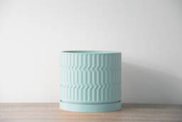 "Mabel Planter With Drainage & Saucer in Teal, Boho 3D-Printed Plant Pot, Small To Large Sizes 4"" 5"" 6"" 7"" 8" - thumbnail 1