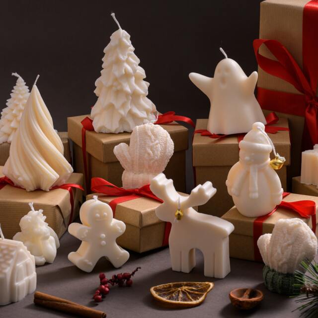 Christmas Candle Set - Hand-Poured Soy Wax Winter Decor Festive Shapes Scented Holiday Gift Cosy Seasonal Home Accent - image 1