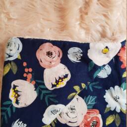 Personalized Navy Floral & Pink Faux Fur Blanket - thumbnail 2