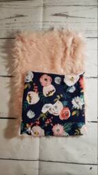 Personalized Navy Floral & Pink Faux Fur Blanket - thumbnail 1