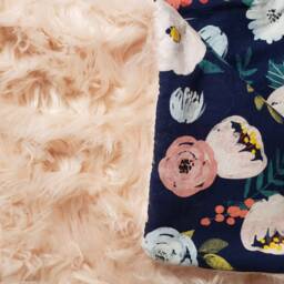 Personalized Navy Floral & Pink Faux Fur Blanket - thumbnail 3