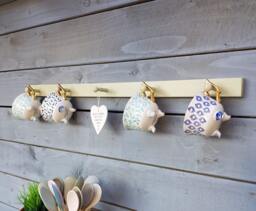 Handmade Tulip Wood Mug Shelf Hallway Coat Rack, Painted Finish - thumbnail 1