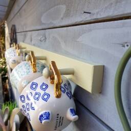 Handmade Tulip Wood Mug Shelf Hallway Coat Rack, Painted Finish - thumbnail 3