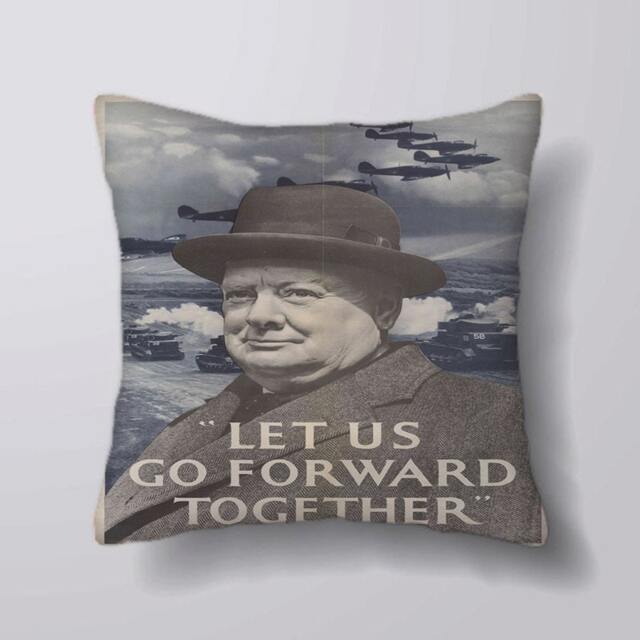 Let Us Go Forward Winston Churchill Propaganda World War - Cushion Cover Case Or Stuffed With Insert - image 1