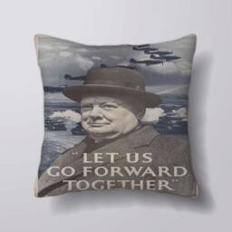 Let Us Go Forward Winston Churchill Propaganda World War - Cushion Cover Case Or Stuffed With Insert - thumbnail 1