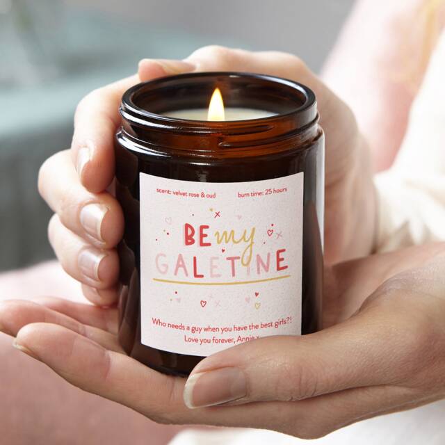 Personalised Galentine's Day Candle Gift Soy Wax Apothecary Jar - image 1