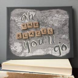 Oh The Places You'll Go Painting, High School Graduation, College Travel Gift, Graduation Map Wall Art, New Baby Gift - thumbnail 3