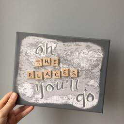 Oh The Places You'll Go Painting, High School Graduation, College Travel Gift, Graduation Map Wall Art, New Baby Gift - thumbnail 2