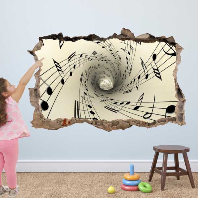 Musical Notes Spiral Tunnel Wall Decal Sticker Mural Poster Print Art Kids Room Decor Eb8 - image 1