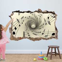 Musical Notes Spiral Tunnel Wall Decal Sticker Mural Poster Print Art Kids Room Decor Eb8 - thumbnail 1