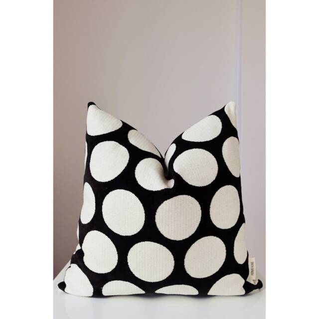 Black & White Sofa Pillow Cover, Large Dot Throw Pillow, Doublesided Shams, Polka Dotted Decorative - image 1