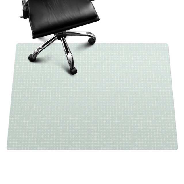 Retro Cross Stitch Pattern Desk Chair Mat, Turquoise Computer Office Gaming Floor Protector - image 1