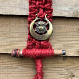 Unique Macrame, Horse Brass, Weaving Pirn Wall Hanging - Handmade - thumbnail 4