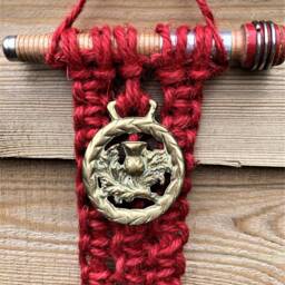 Unique Macrame, Horse Brass, Weaving Pirn Wall Hanging - Handmade - thumbnail 3