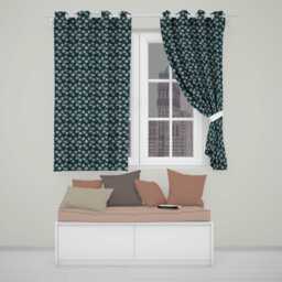 White Wildflowers Dense Botanical Dark Blue Seamless Pattern Elegant Floral Readymade Eyelet Ring Top Thermal 100% Blackout Curtains