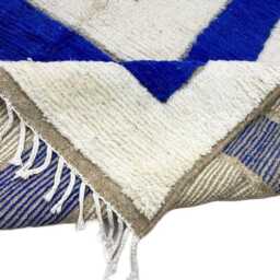 Blue Moroccan Rug Handwoven Wool Carpet, Striped Berber Design - thumbnail 4