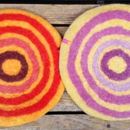 Seat Cushion With Coloured Pattern Mix On Yellow - thumbnail 2