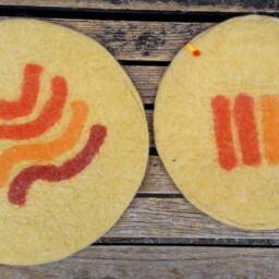 Seat Cushion With Coloured Pattern Mix On Yellow - thumbnail 4