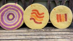 Seat Cushion With Coloured Pattern Mix On Yellow