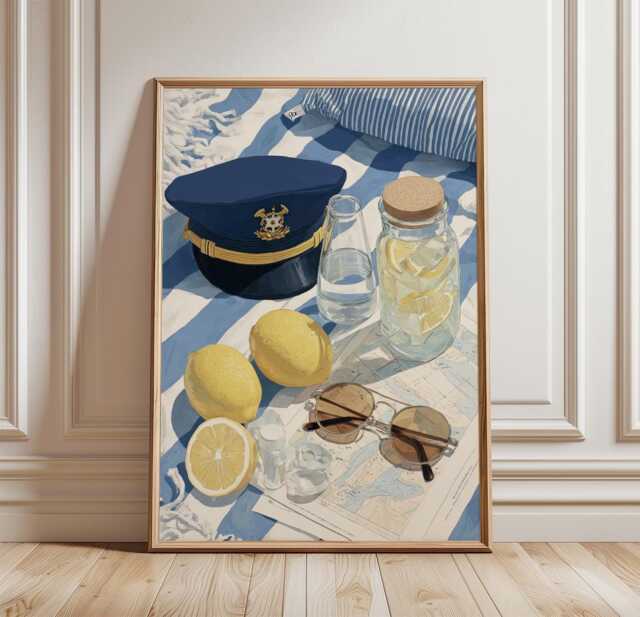 Nautical Summer Poster, Coastal Still Life Print, Beach Wall Art - image 1