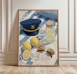Nautical Summer Poster, Coastal Still Life Print, Beach Wall Art - thumbnail 1