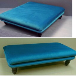 Velvet Footstool. Extra Large Balmoral Footstool Coffee Table Gold Teal Grey Mink Square Or Oblong. UK Delivery Only - thumbnail 3