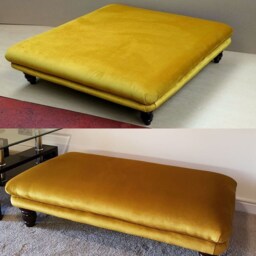 Velvet Footstool. Extra Large Balmoral Footstool Coffee Table Gold Teal Grey Mink Square Or Oblong. UK Delivery Only - thumbnail 2