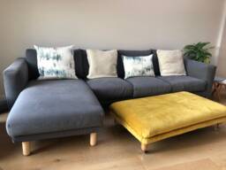 Velvet Footstool. Extra Large Balmoral Footstool Coffee Table Gold Teal Grey Mink Square Or Oblong. UK Delivery Only