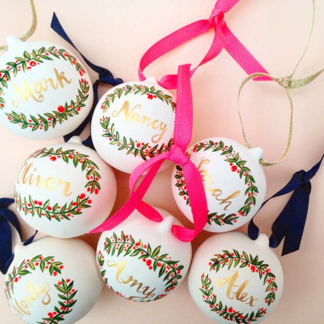 Hand Painted Personalised Ceramic Christmas Bauble - image 1