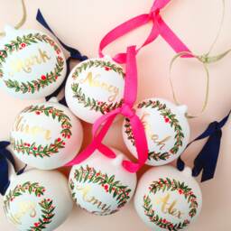 Hand Painted Personalised Ceramic Christmas Bauble - thumbnail 1
