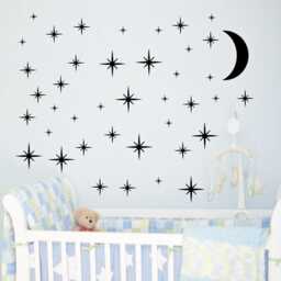 Moon & Stars Vinyl Wall Decal Bedroom Decor - thumbnail 1