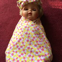 Personalized Polka Dot Baby Girl Gift Set, Swaddle Pink Blanket, Onesie, Newborn Cap & Head Wraps Shower Set - thumbnail 3