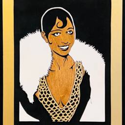 Josephine Baker Art, Jazz Age Icon, Painted Wooden Scroll Saw Portrait - thumbnail 3
