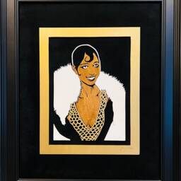 Josephine Baker Art, Jazz Age Icon, Painted Wooden Scroll Saw Portrait - thumbnail 2