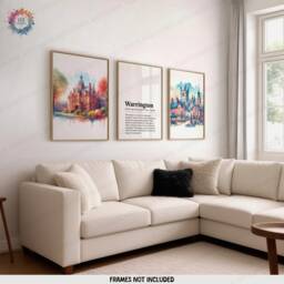 Warrington Poster Prints - Set Of 3 Posters - England Travel Wall Art UK Home Decor Artwork Gifts Watercolour Painting Design Print - thumbnail 1