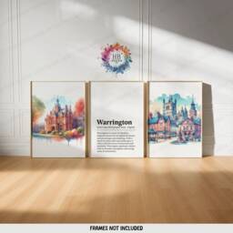 Warrington Poster Prints - Set Of 3 Posters - England Travel Wall Art UK Home Decor Artwork Gifts Watercolour Painting Design Print - thumbnail 2