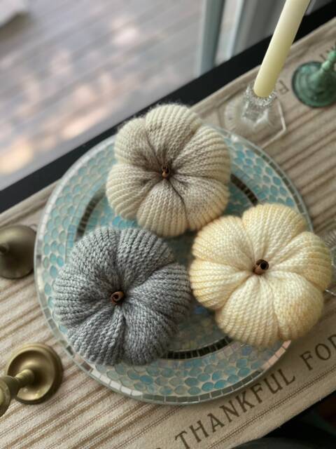 Knit Pumpkin, Fall Decor, Autumn Harvest Living Room, Halloween Rustic Home, Thanksgiving Decoration, Modern Farmhouse - image 1