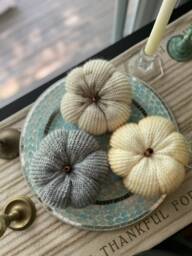 Knit Pumpkin, Fall Decor, Autumn Harvest Living Room, Halloween Rustic Home, Thanksgiving Decoration, Modern Farmhouse - thumbnail 1