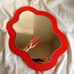 Snow White Oval Wavy Mirror For Wall, Asymmetrical Vanity Mirror, White Wood Squiggle Housewarming Gift Idea - thumbnail 4