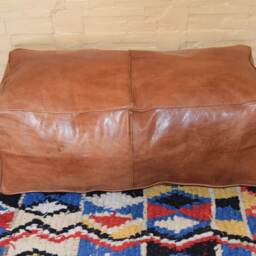 Moroccan Leather Ottoman Rectangular Pouf, Handmade Pouf, Footstool, Coffee Table, Pouf Chair - thumbnail 2