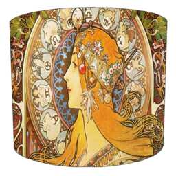 Art Nouveau Alphonse Mucha Drum Lampshades For Ceiling Light Shades Pendants Or Bedside, Table Lamp Bases - thumbnail 2