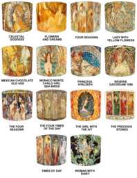 Art Nouveau Alphonse Mucha Drum Lampshades For Ceiling Light Shades Pendants Or Bedside, Table Lamp Bases - thumbnail 1